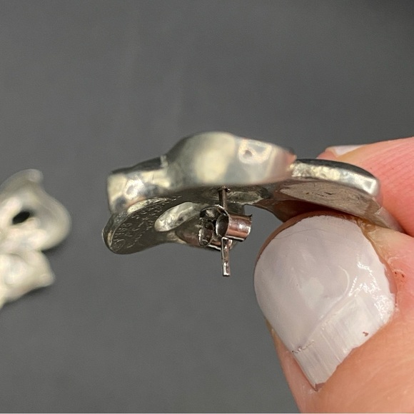 Vintage Pewter Bow Earrings Signed Seagull Canada 1988 - Picture 9 of 11